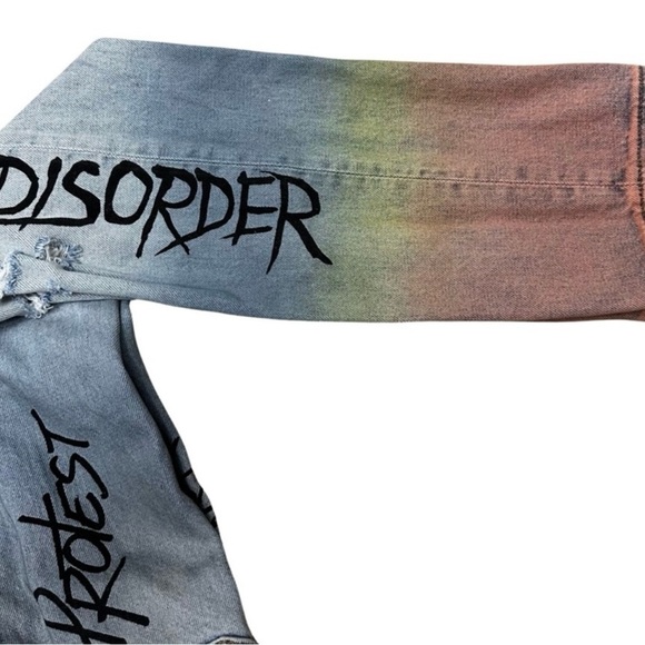 Cult Of Individuality Rocker Slim Distressed Graffiti Blue Jeans Size 30 x 33 - Picture 6 of 8